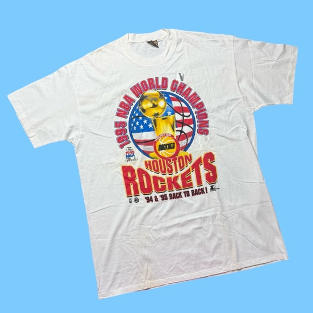 Houston Rockets Vintage 1995 Champions T shirt‎ 2XL Touch Of Gold NOS